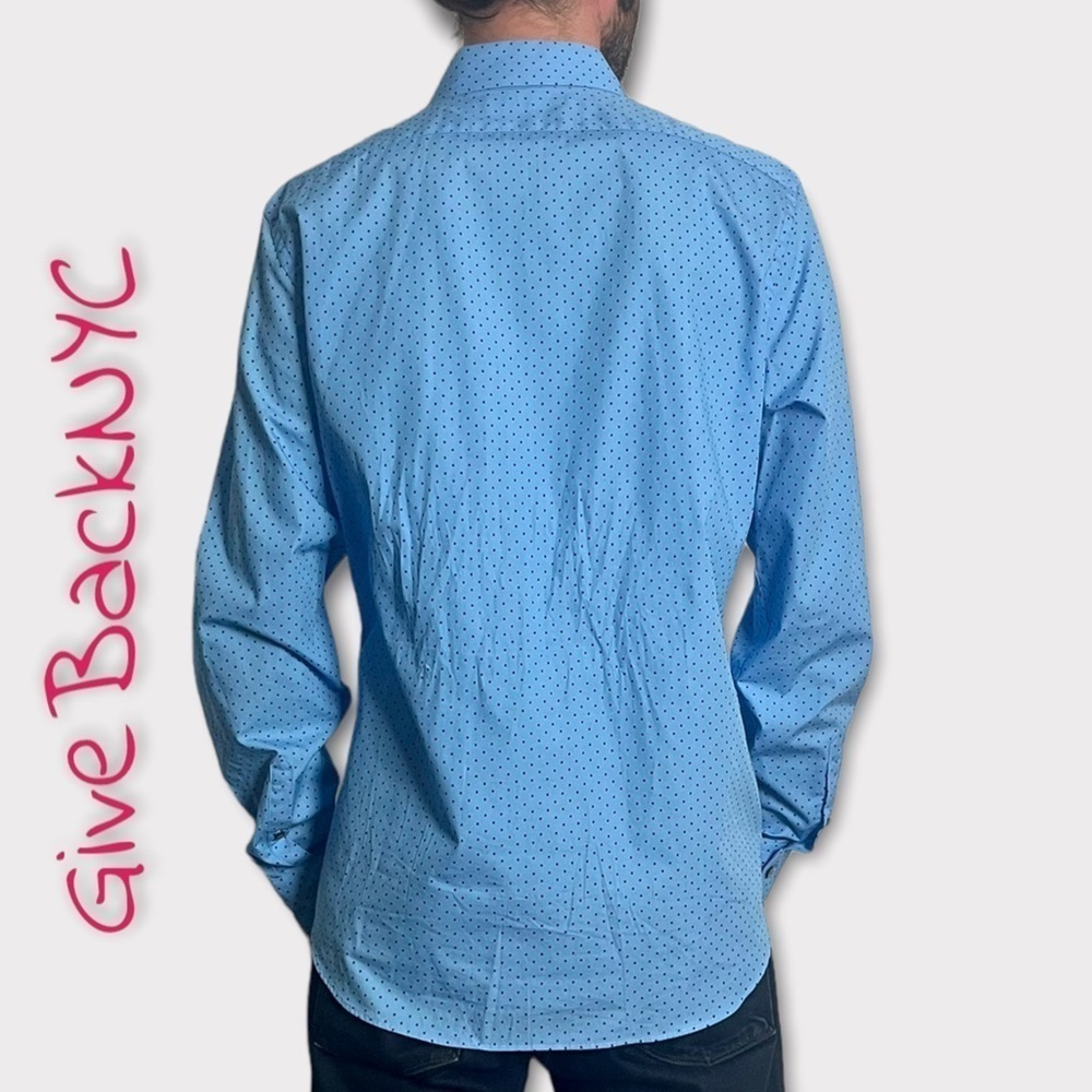 Express Modern Fit Button down Dress Shirt Polkadot Size L - Picture 3 of 4